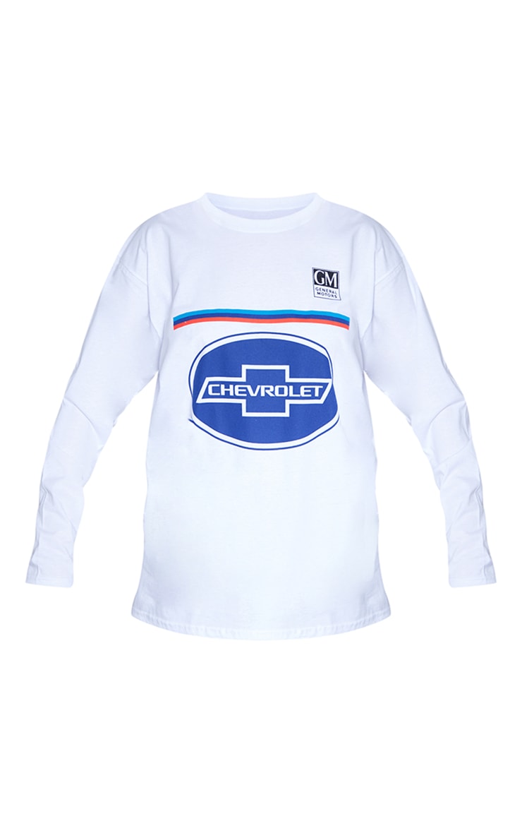 White Chevrolet Print Long Sleeve T Shirt image 5