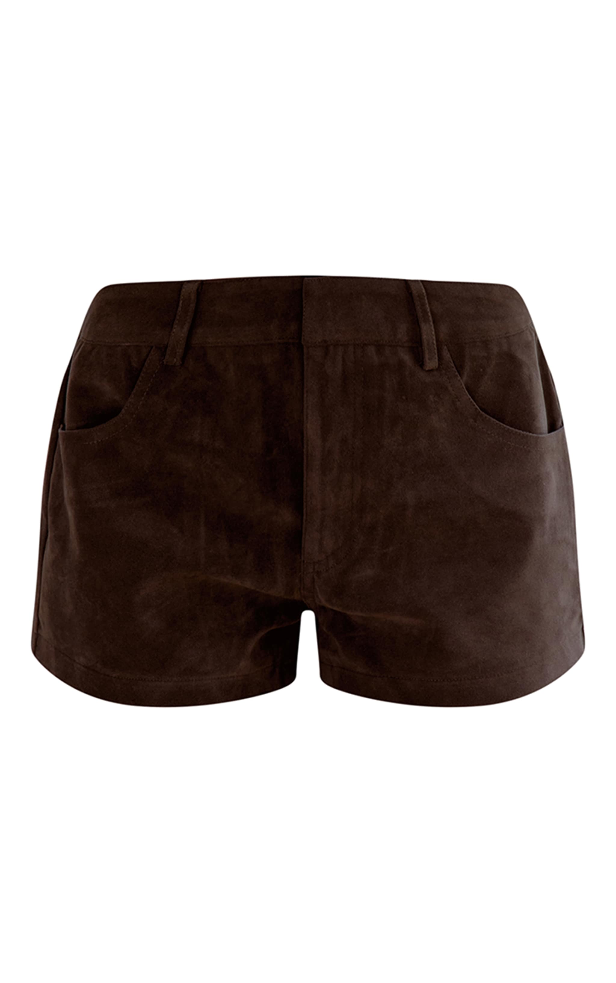 Khaki Suede Tailored Shorts image 7