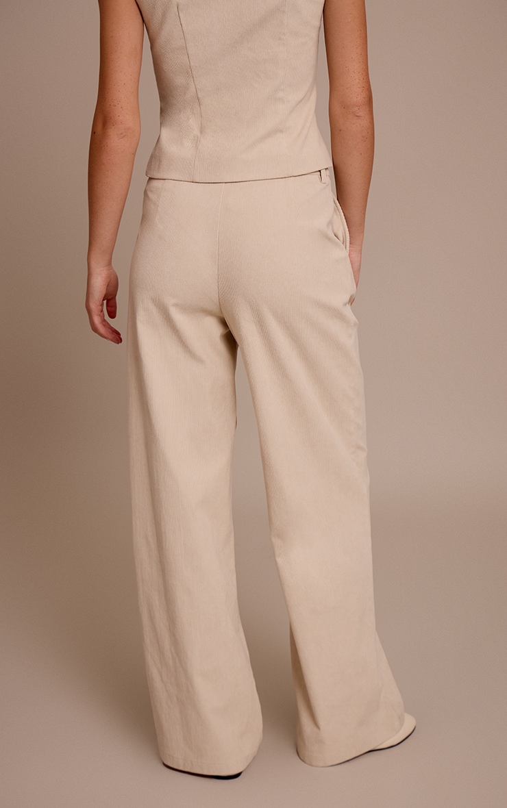 Sand Cord Tailored Tie Detail Wide Leg Pants image 3