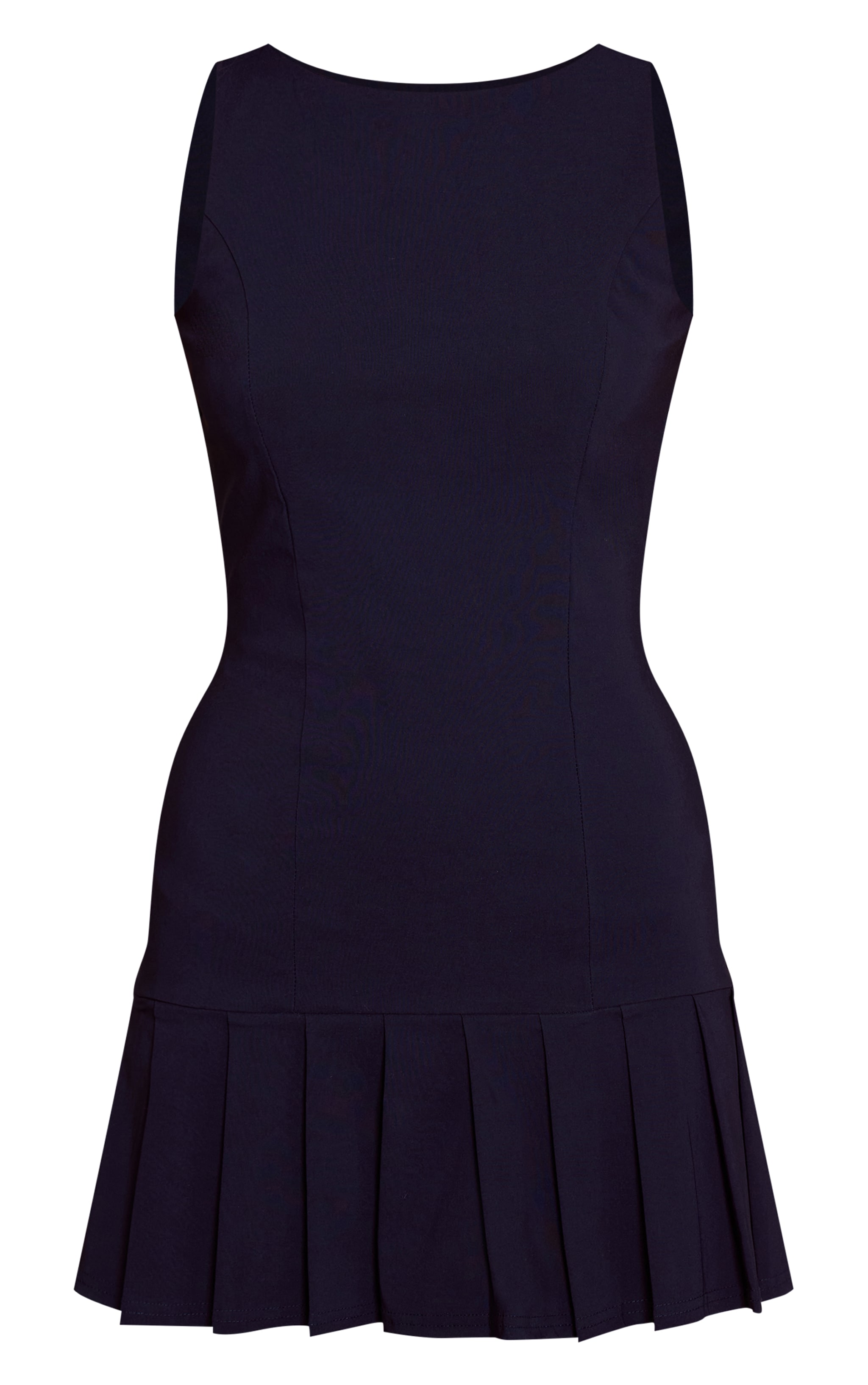 Navy Stretch Woven Frill Hem Shift Dress image 5