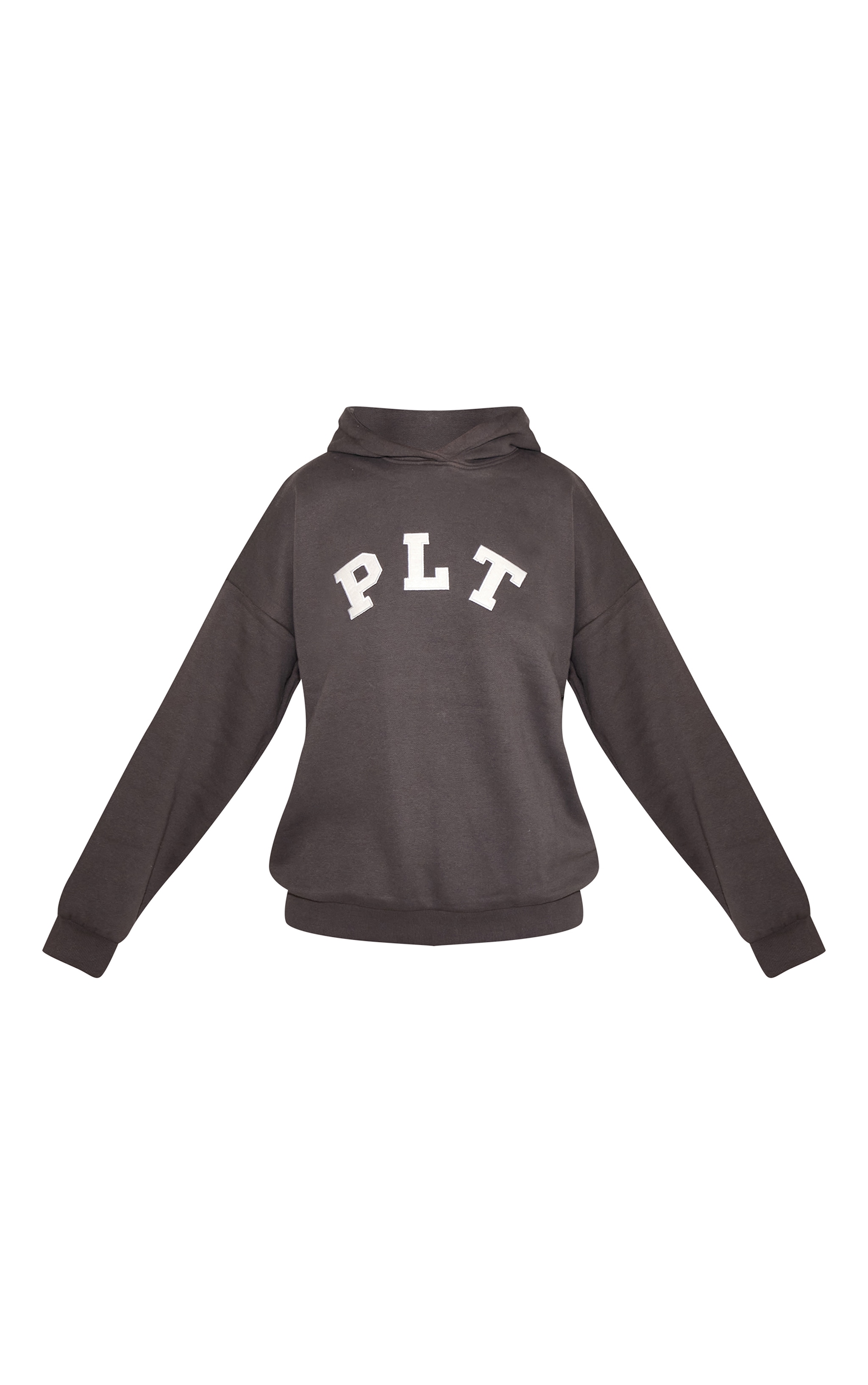PRETTYLITTLETHING Charcoal Logo Oversized Hoodie image 5