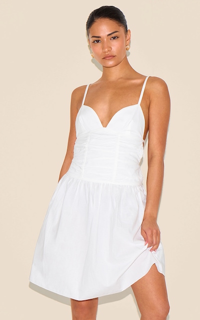 Robe Mini Dos Nu Tissée Blanche, Taille Petite