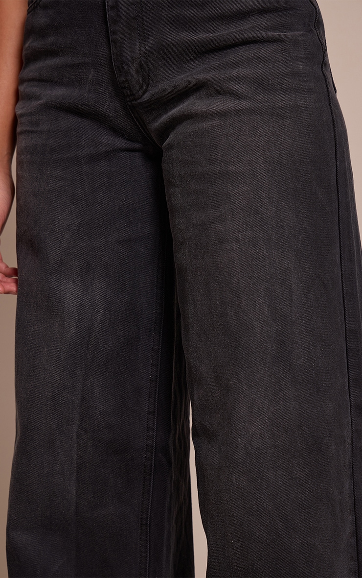 Tall Jean très large noir délavé à taille mi-haute image 4