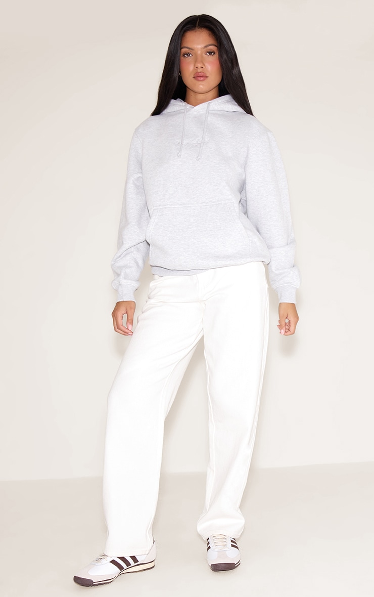 Ash Grey Embroidered Oversized Sweat Hoodie image 3