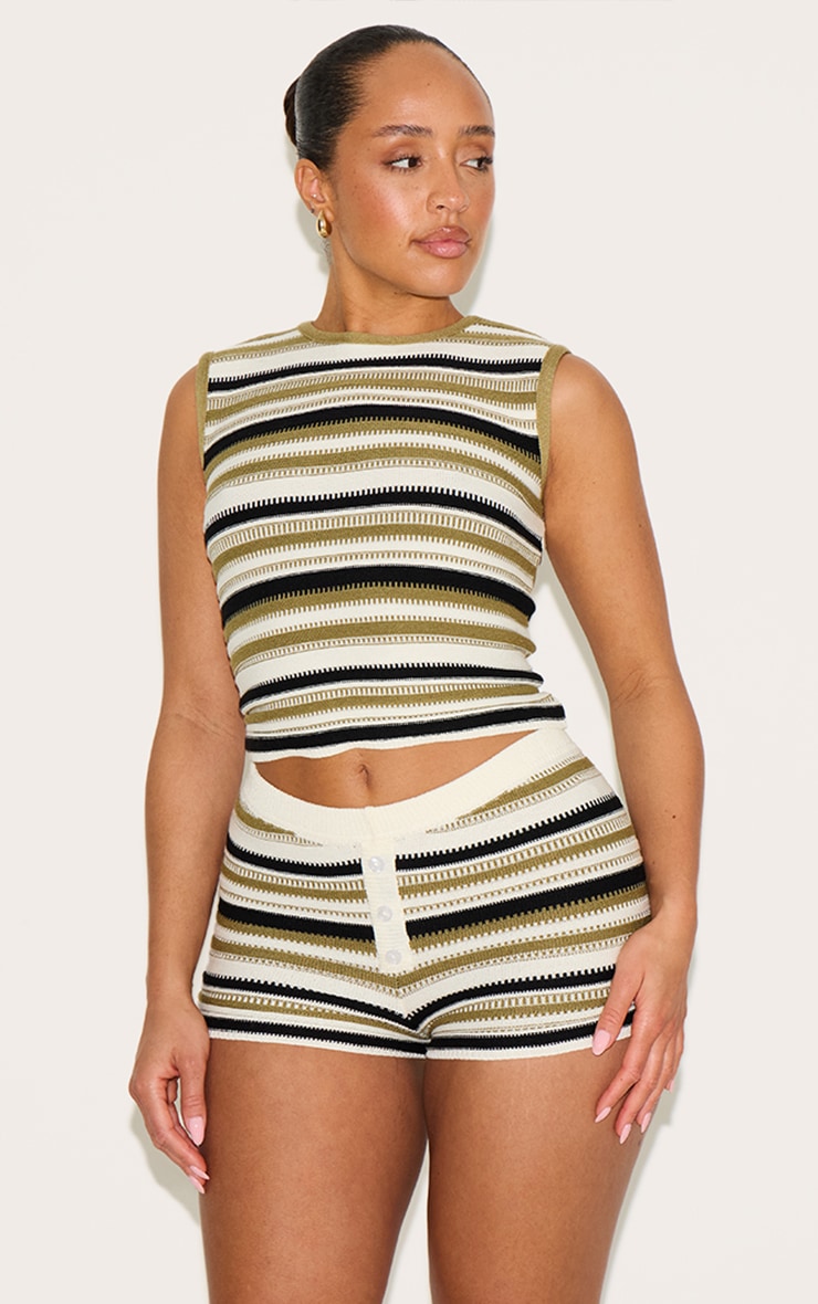 Shape Olive Knitted Striped Boxer Shorts image 5