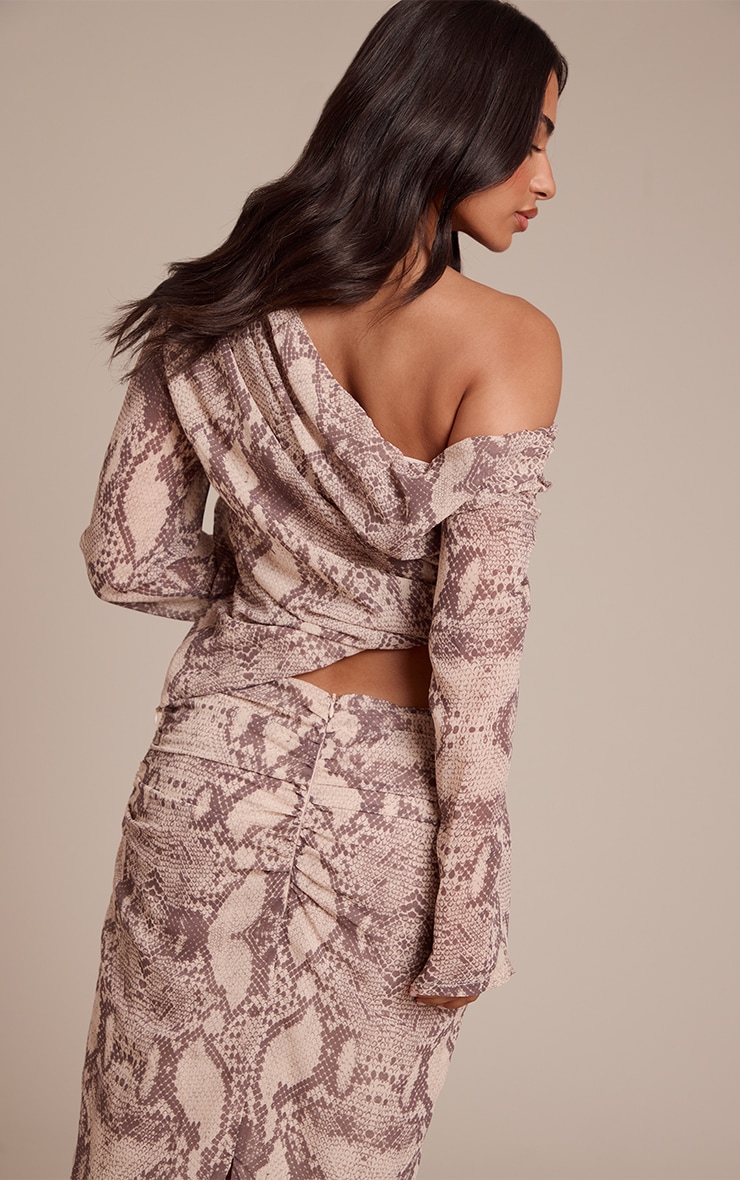 Petite Snake Print Off Shoulder Long Sleeve Top image 2