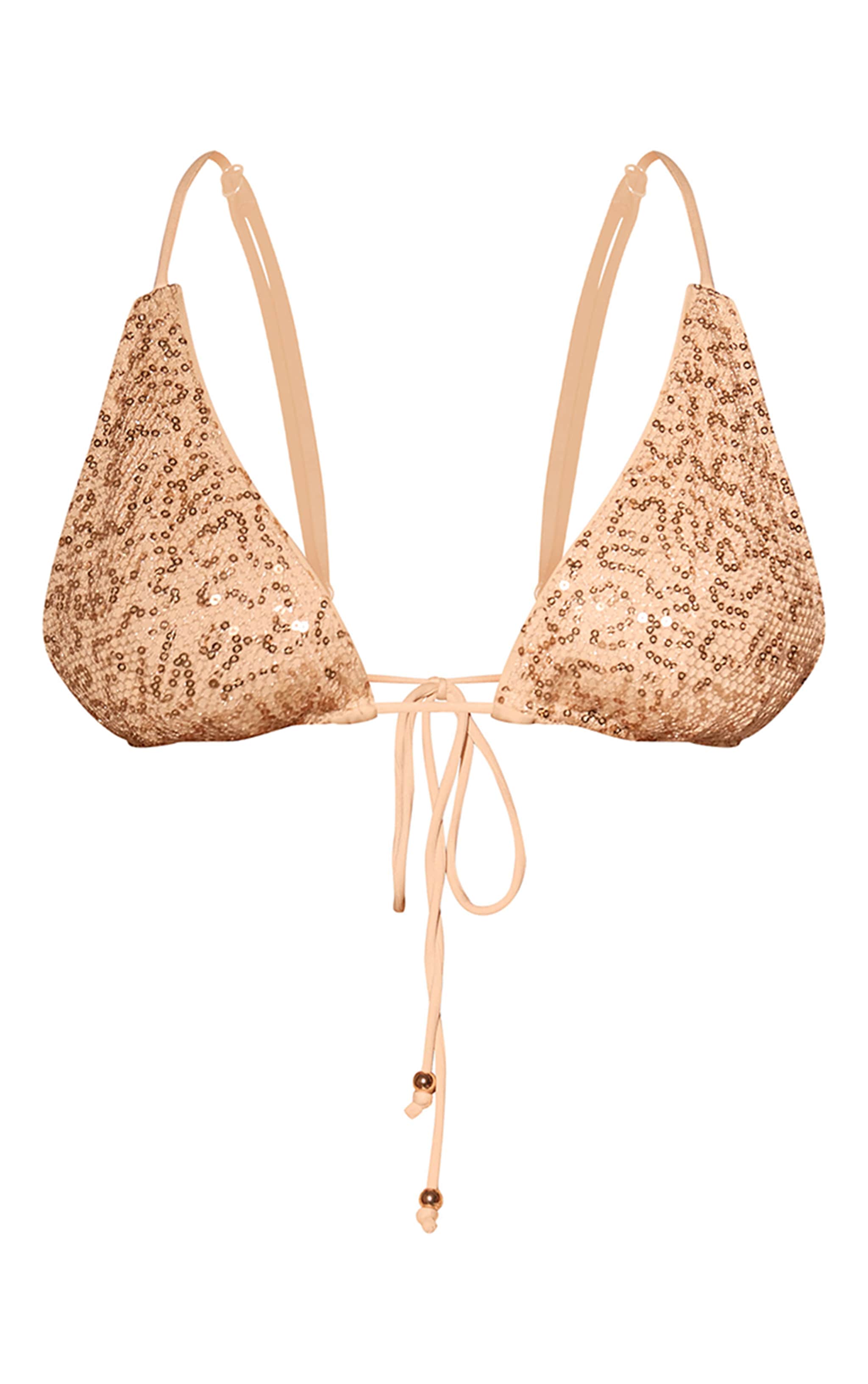 Gold Sequin Swim Triangle Bikini Top image 5