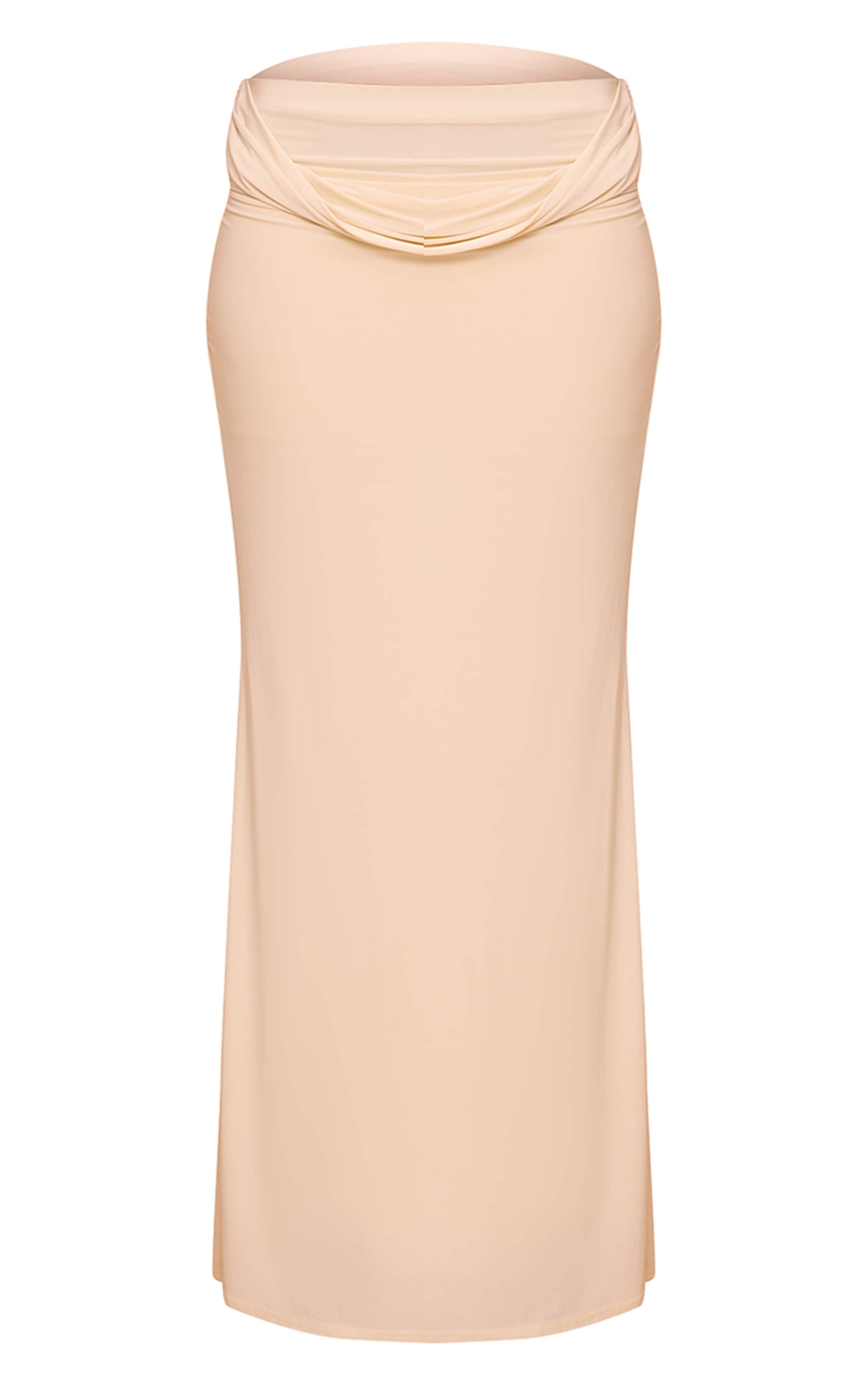 Cream Double Layer Slinky Drape Waist Maxi Skirt image 5