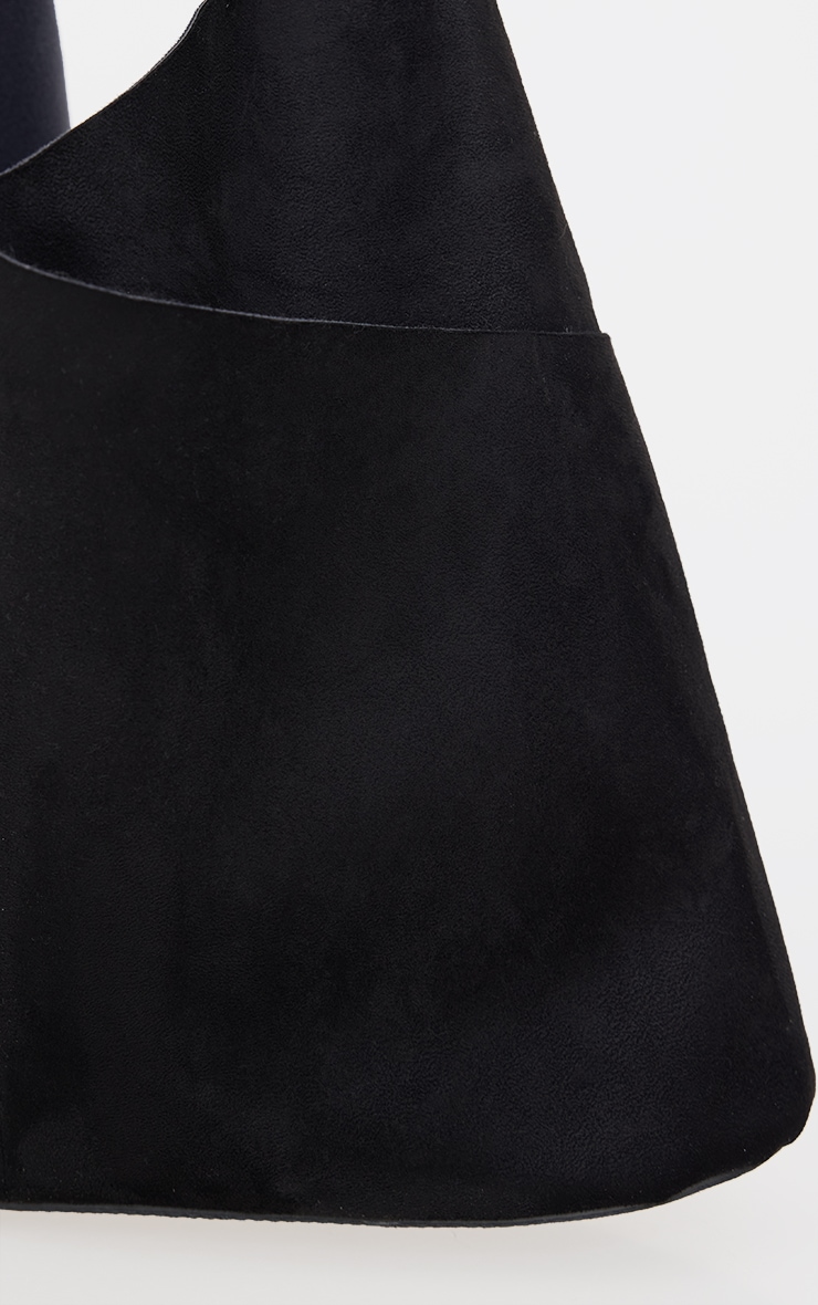 Black Faux Suede Slouchy Tote