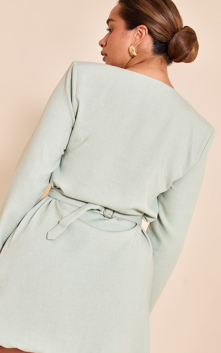 Shape Sage Tailored Square Neck Hammered Button Mini Dress image 4
