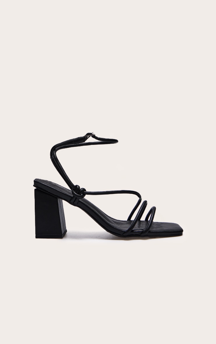 Sandales carrées en PU noir à brides style tubes et talon carré image 1