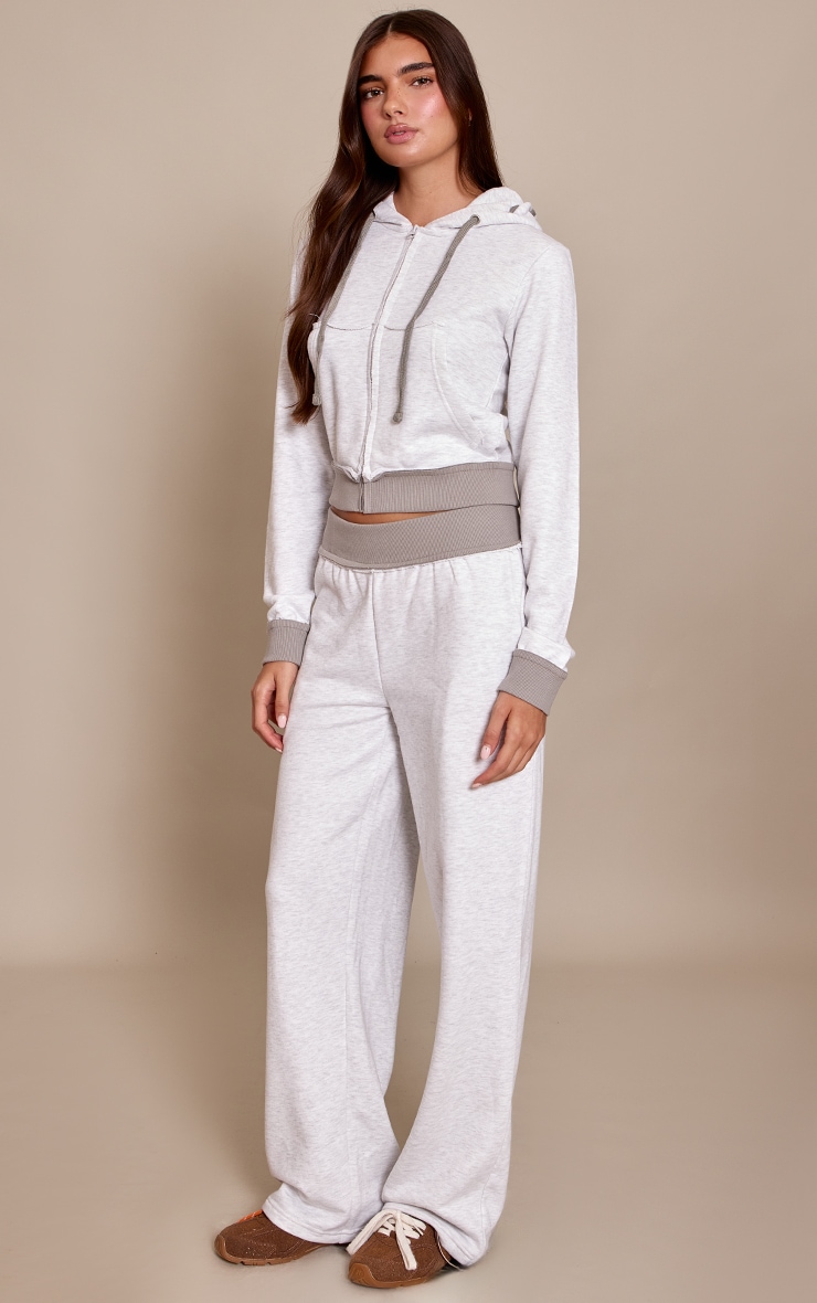 Grey Marl Distressed Waistband Straight Leg Joggers image 2