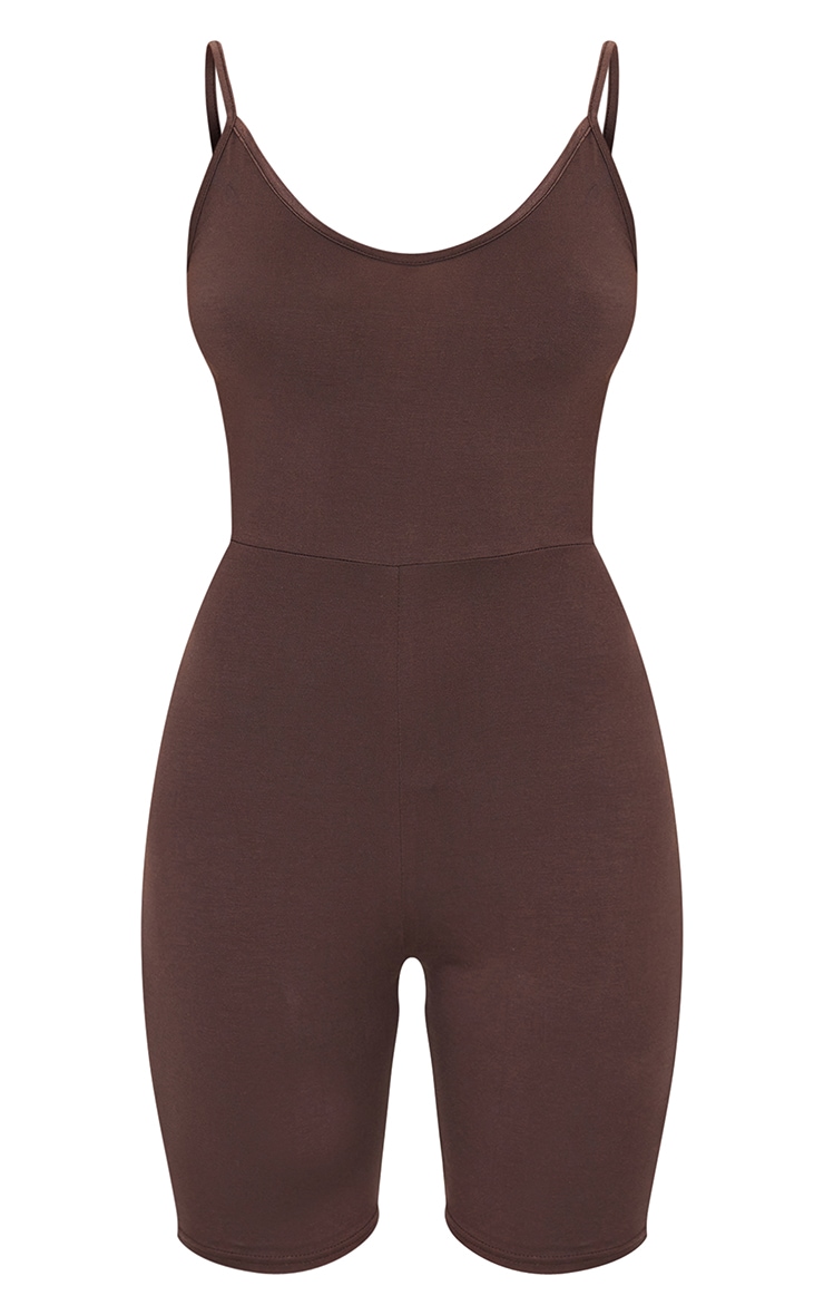 Chocolate Basic Strappy Plunge Unitard image 5