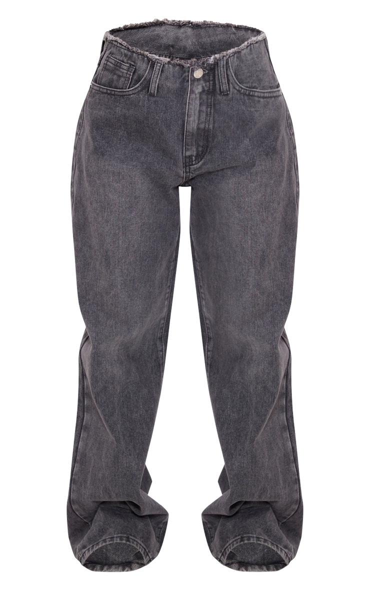 Petite Grey Fray Waist Low Rise Straight Leg Jeans | Petite ...