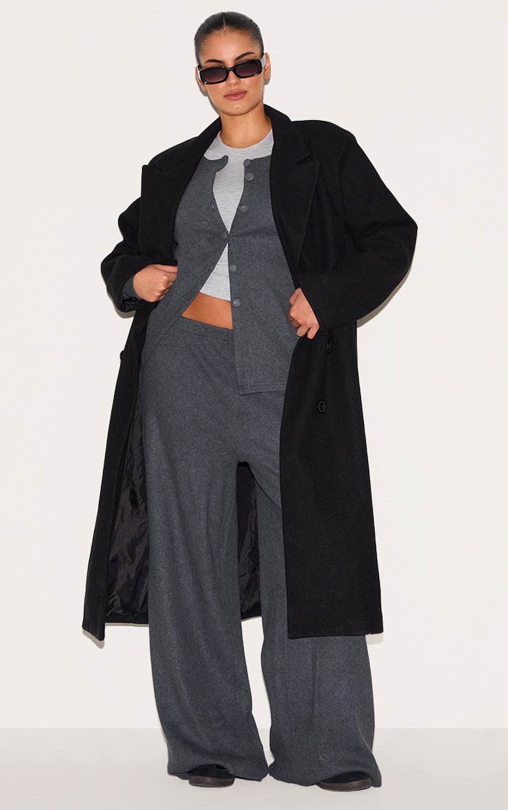 Plus Grey Soft Touch Rib Button Up Top image 3