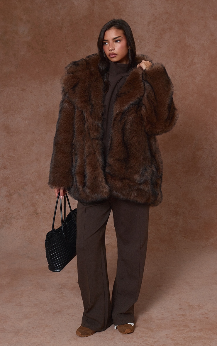 Chocolate Interlock Seam Funnel Neck Sweatshirt image 3