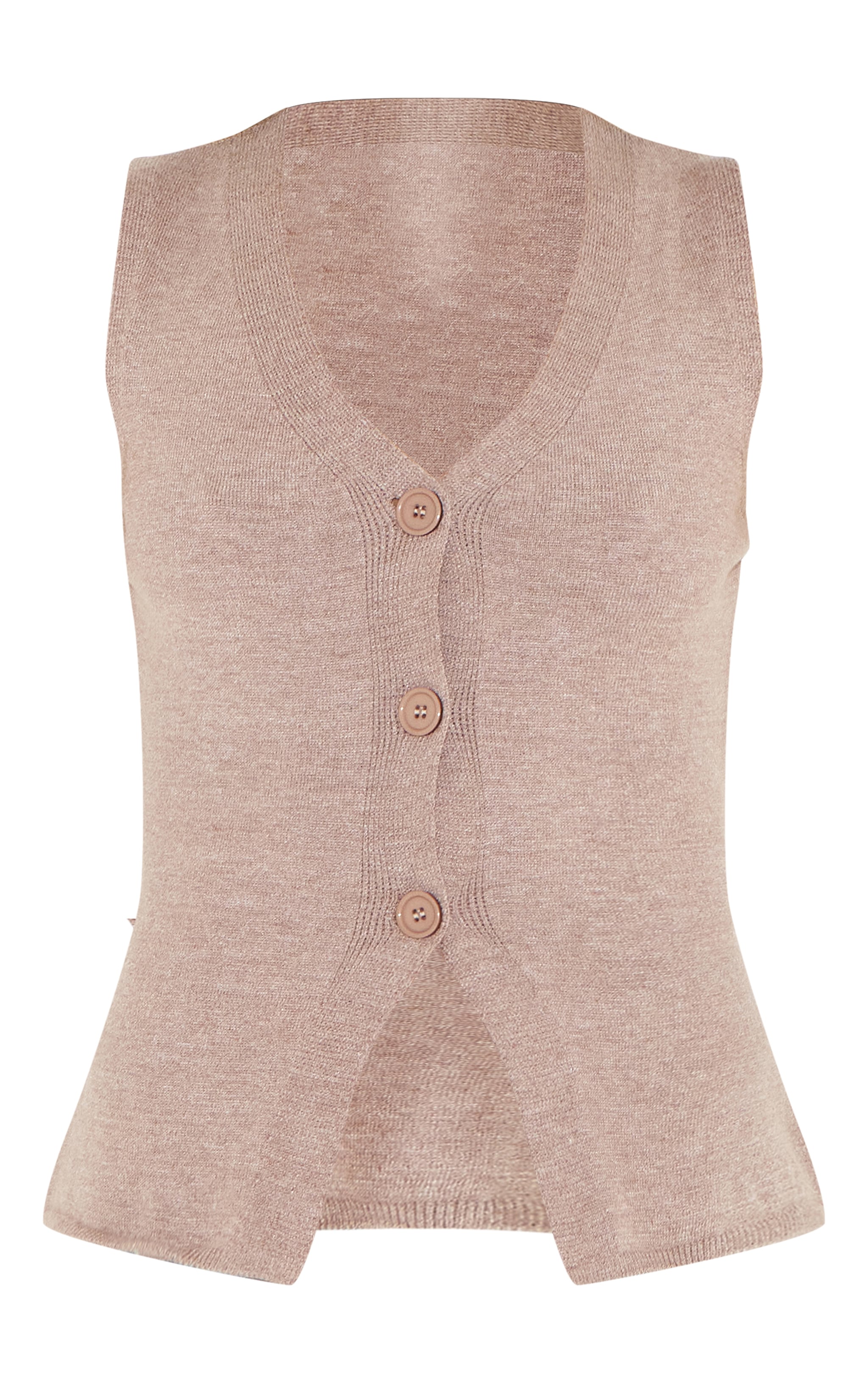Tall Taupe Knitted Longline Vest image 5