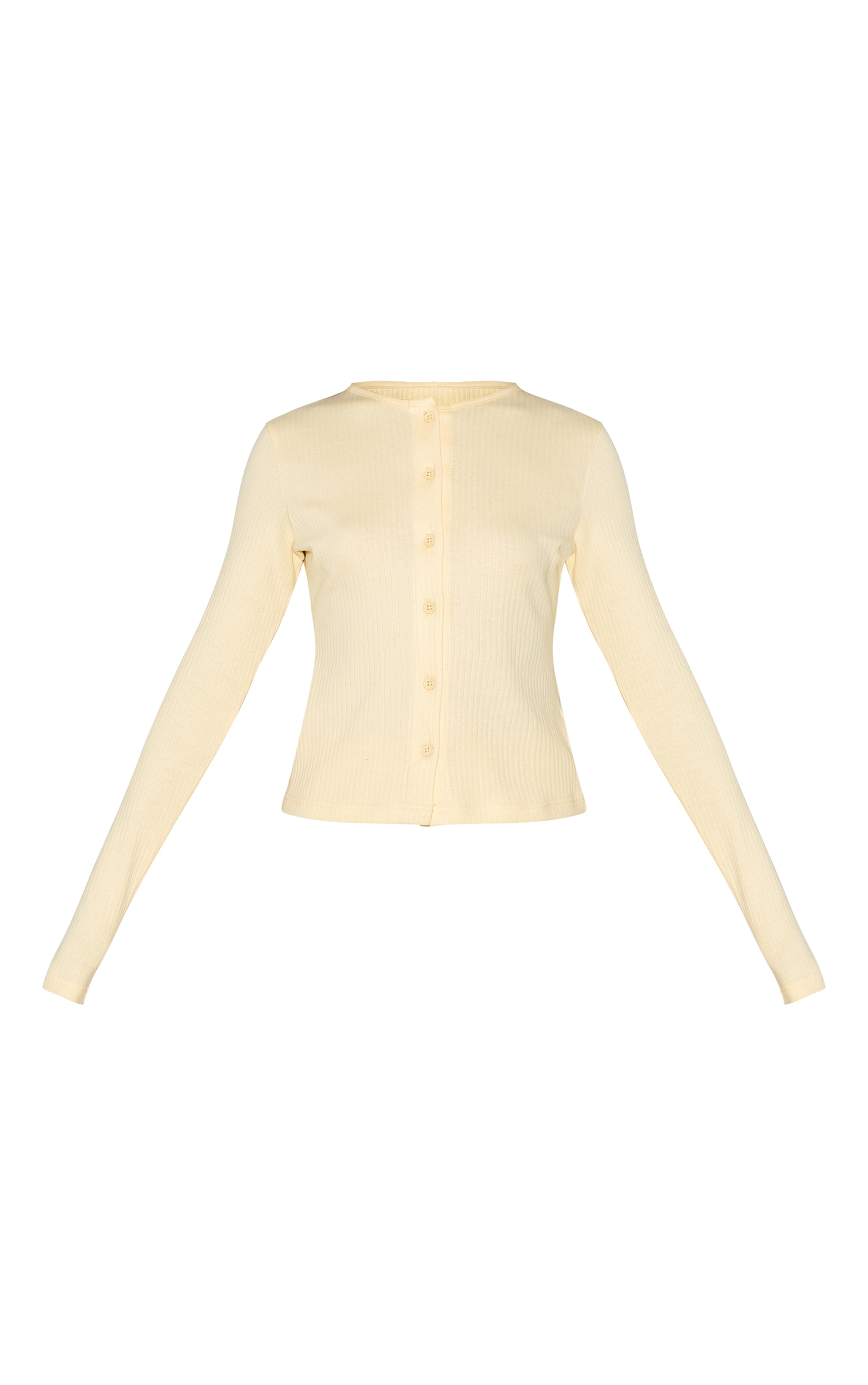 Almond Button Up Ribbed Long Sleeve Cardigan image 5