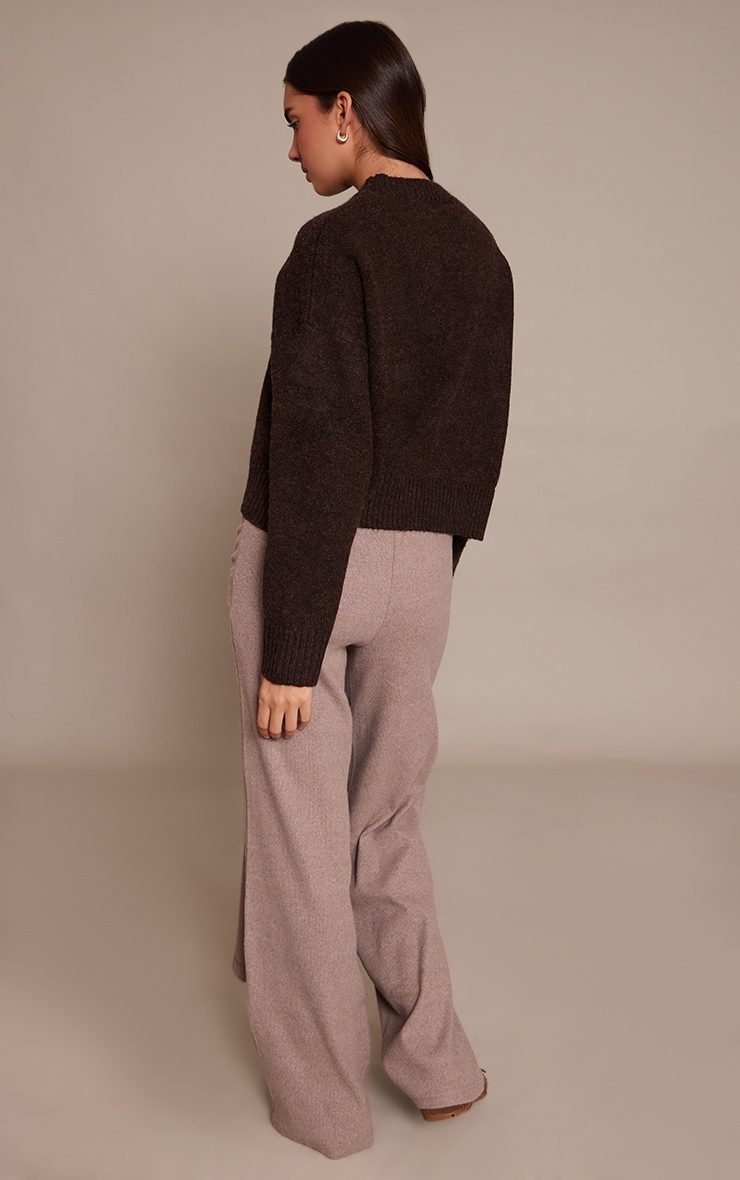 Mushroom Brushed Wrap Detail Straight Leg Pants image 3