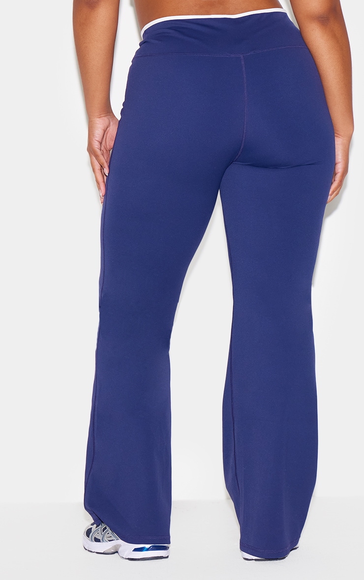 Navy Sculpt Binding Wrap Contrast Waist Yoga Pants image 8