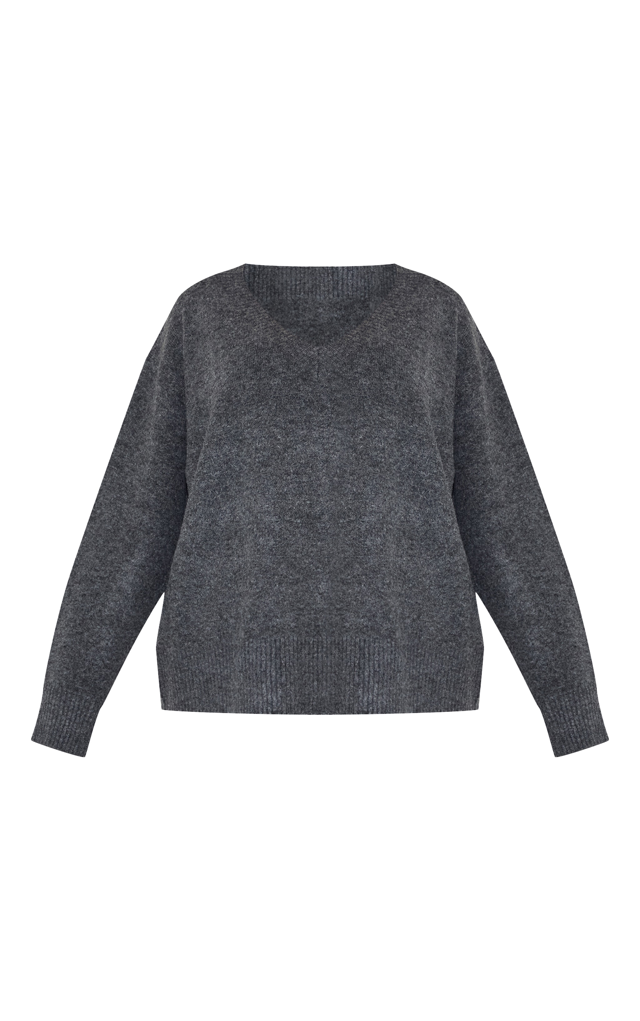 Plus Charcoal Knit V-neck Sweater image 5