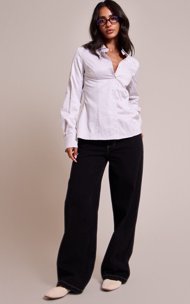 Petite White Tie Back Collared Shirt image 3
