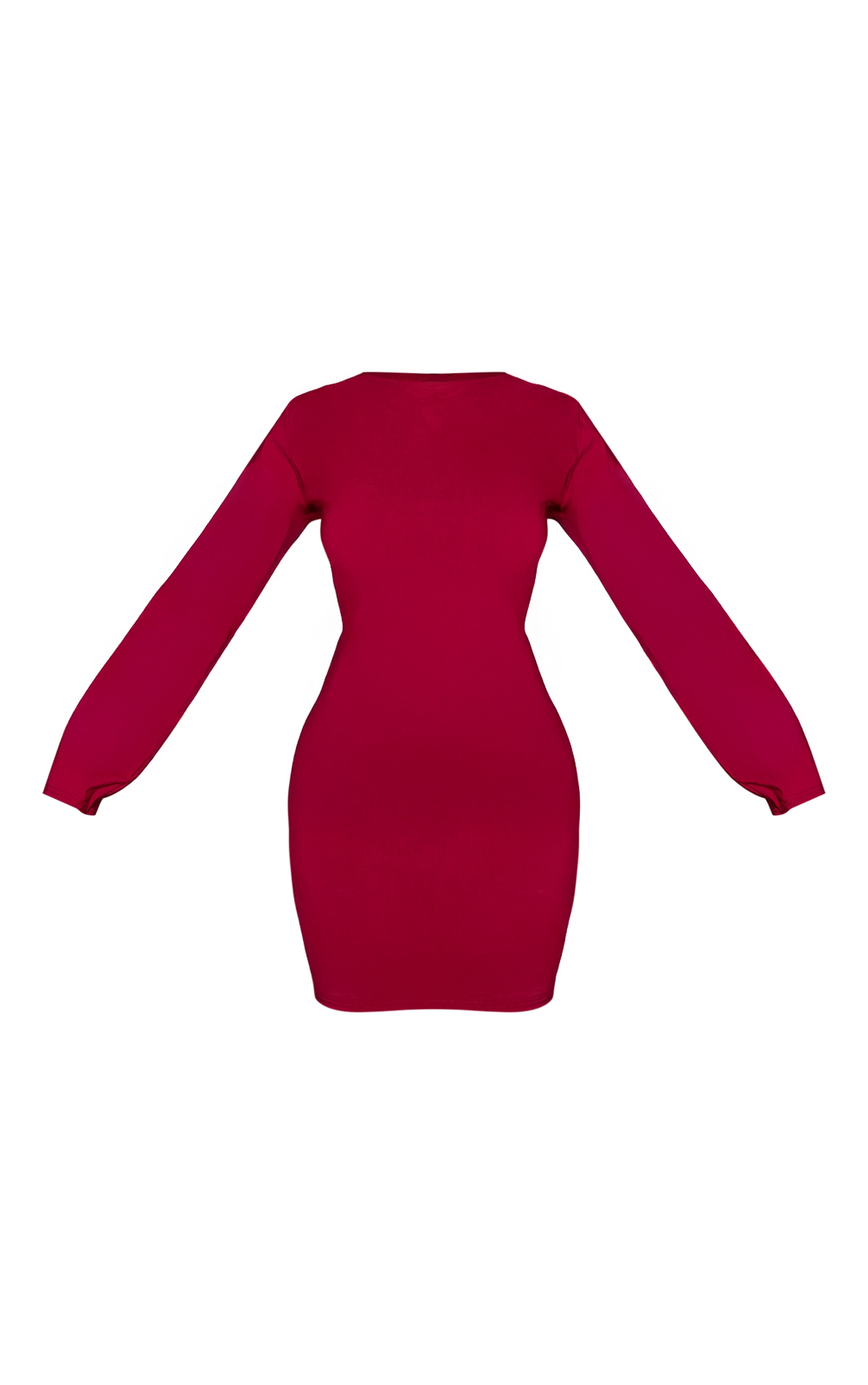 Shape Burgundy Stretch Woven Boat Neck Ruched Waist Mini Dress image 5