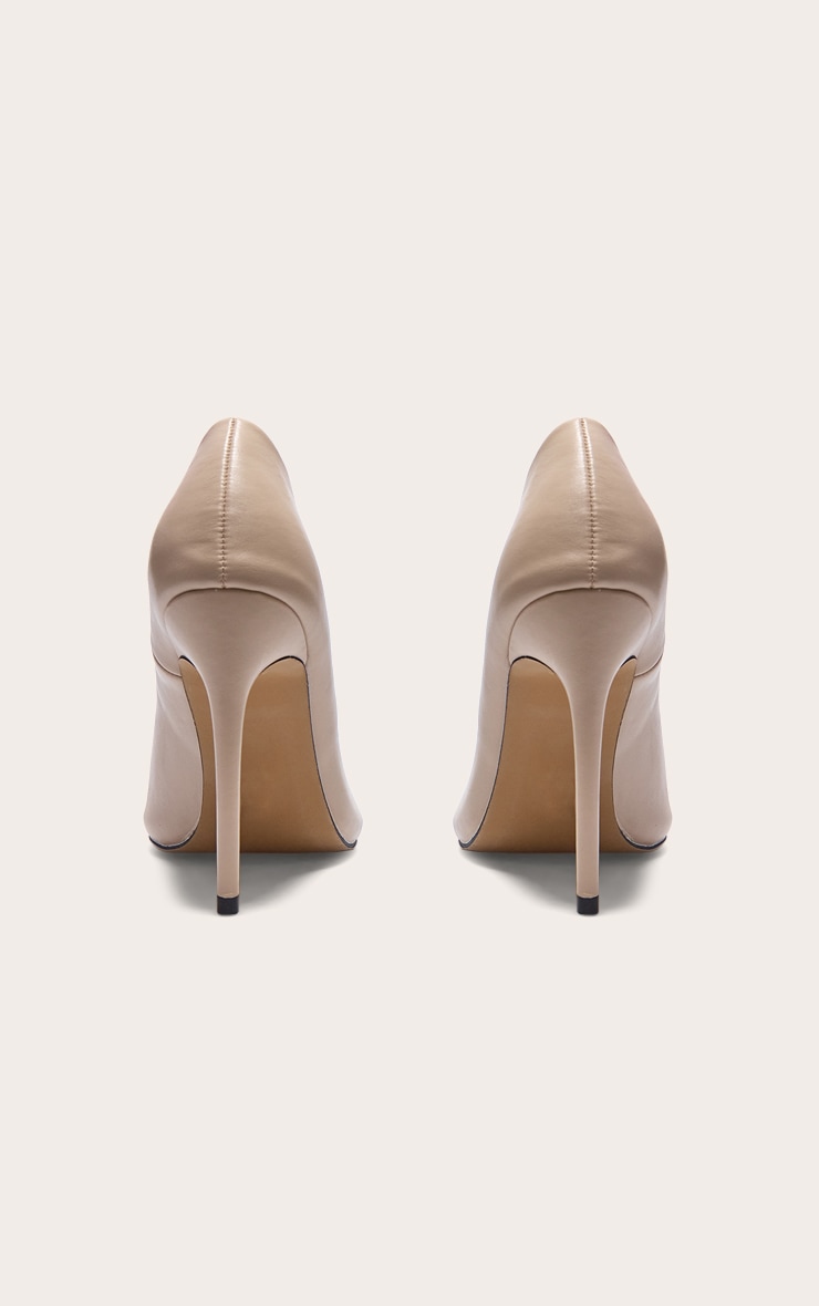 Taupe PU High Stiletto Court Heels image 3