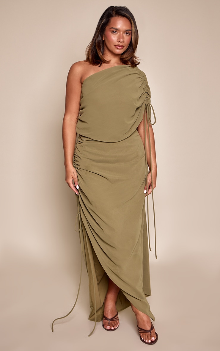 Shape Olive Asymmetrical Drape Detail Dress