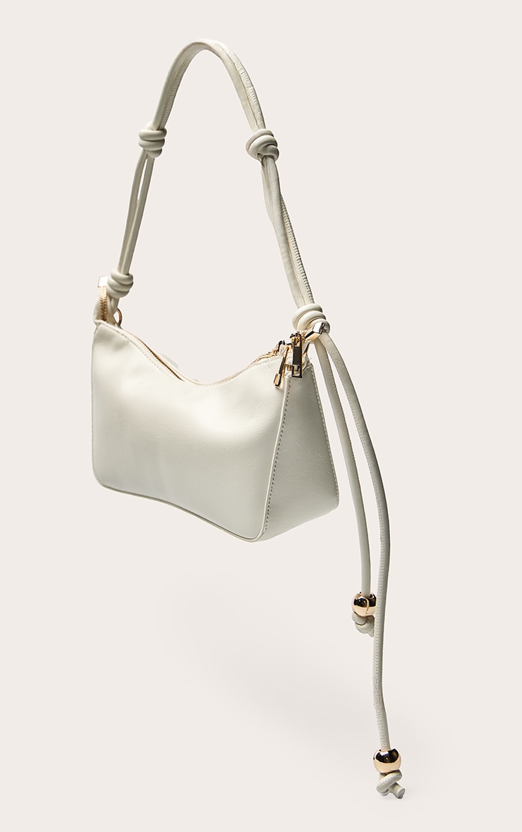 Cream Bead Knotted Handle Shoulder Bag image 3