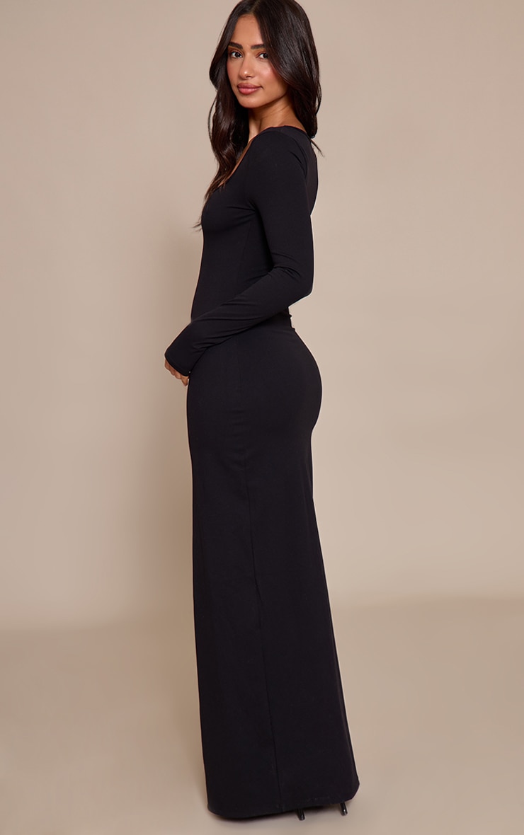 Petite Black Contour Sculpt Long Sleeve Maxi Dress image 2