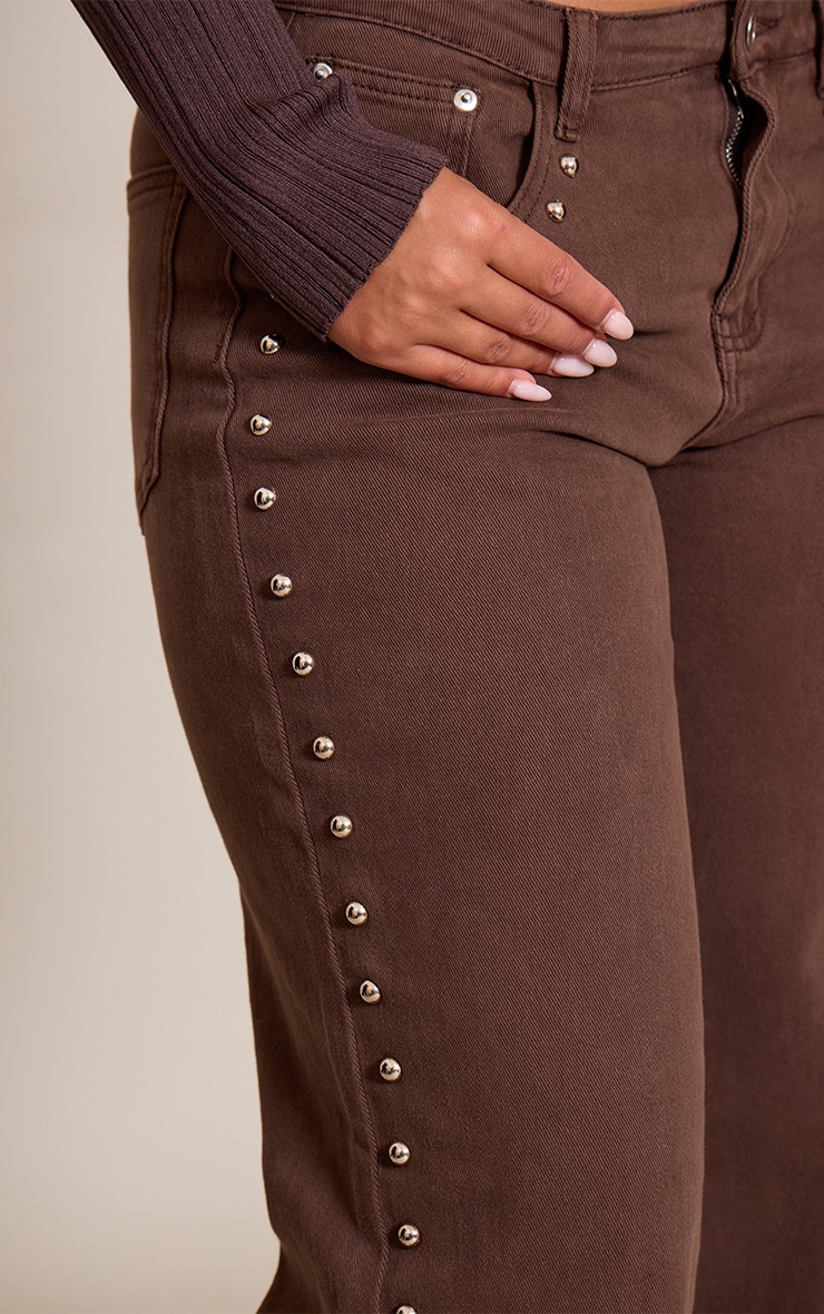 Shape chocolate Studded Wide Leg Jeans image 4