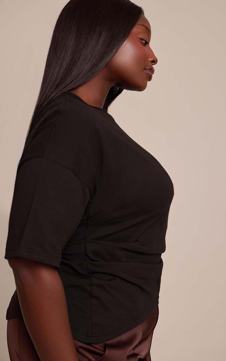 Plus Black Ruched Side Detail T Shirt image 4