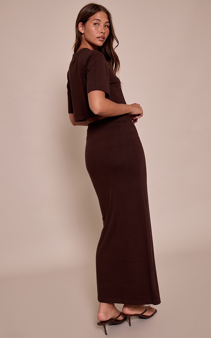 Chocolate Fine Knit Maxi Skirt image 3