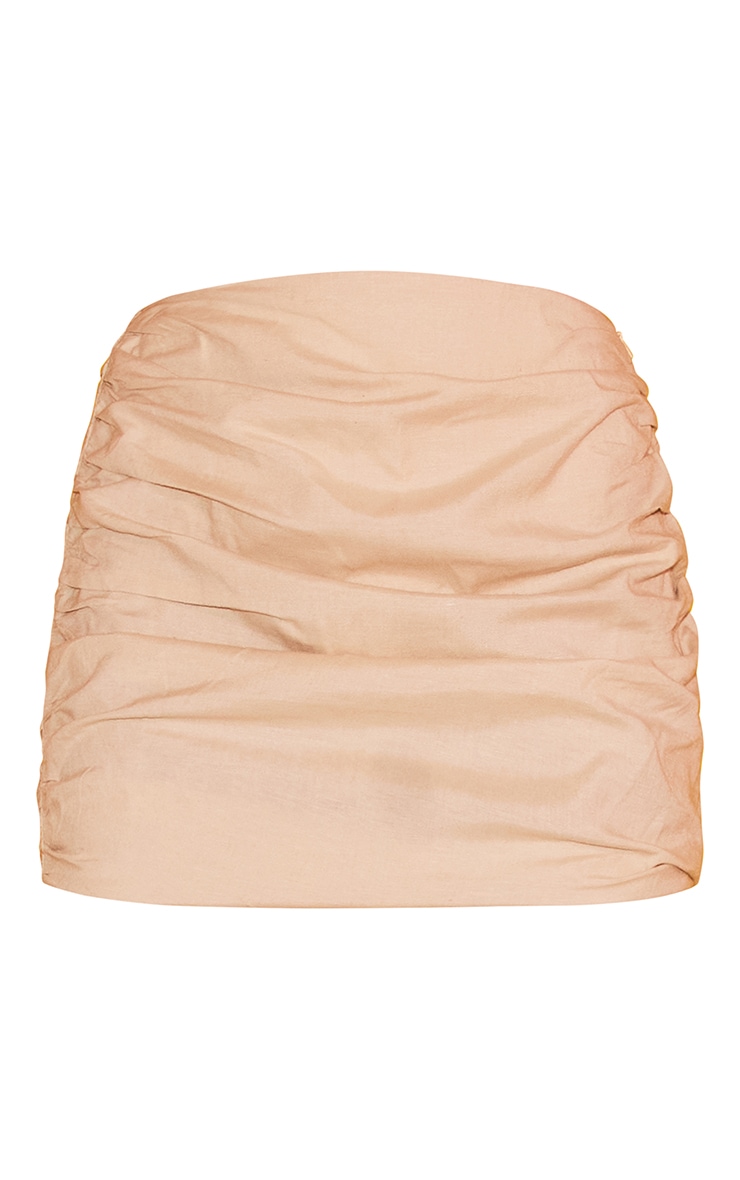 Stone Linen Look Ruched Back Detail Mini Skirt image 6