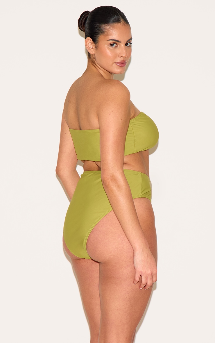 Plus Olive Basic High Waist Bikini Bottom image 2