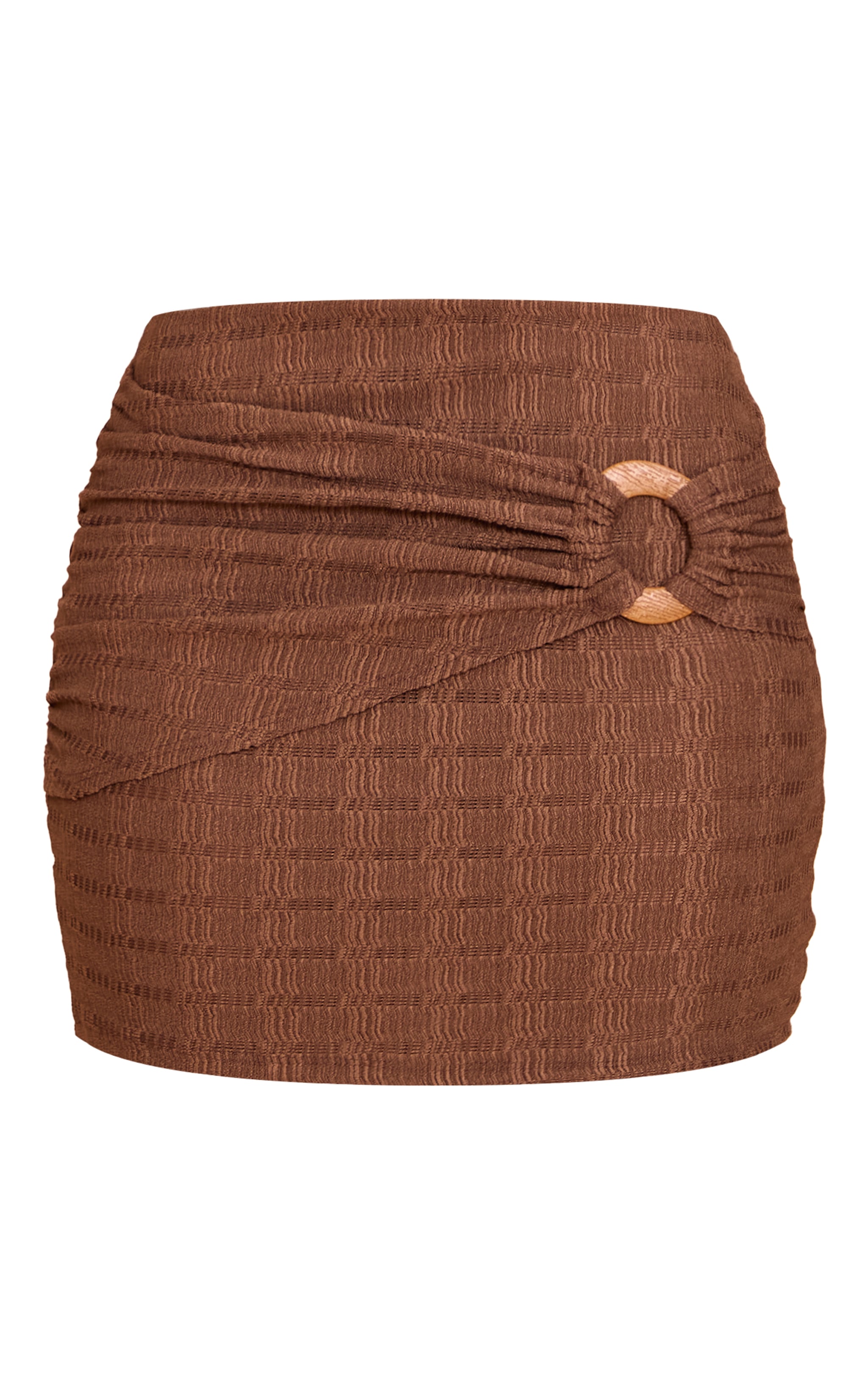 Brown Textured Wooden Trim Mini Skirt image 6