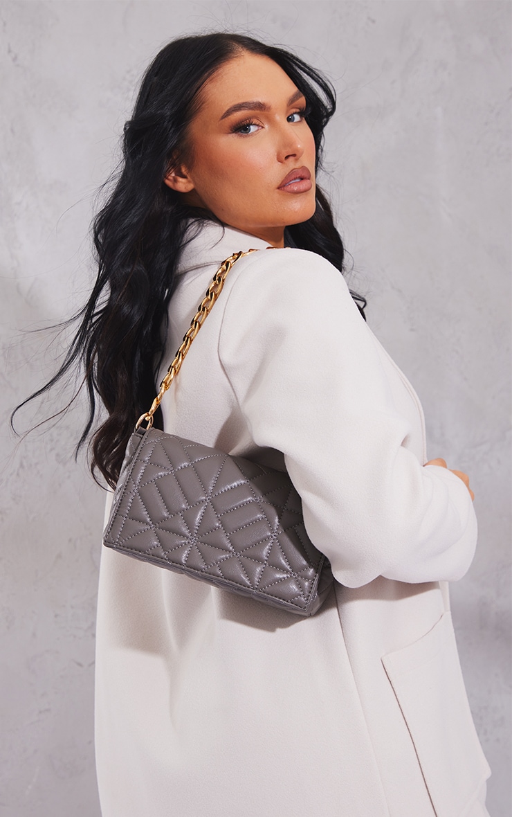 Grey Padded Shoulder Bag Accessories PrettyLittleThing CA