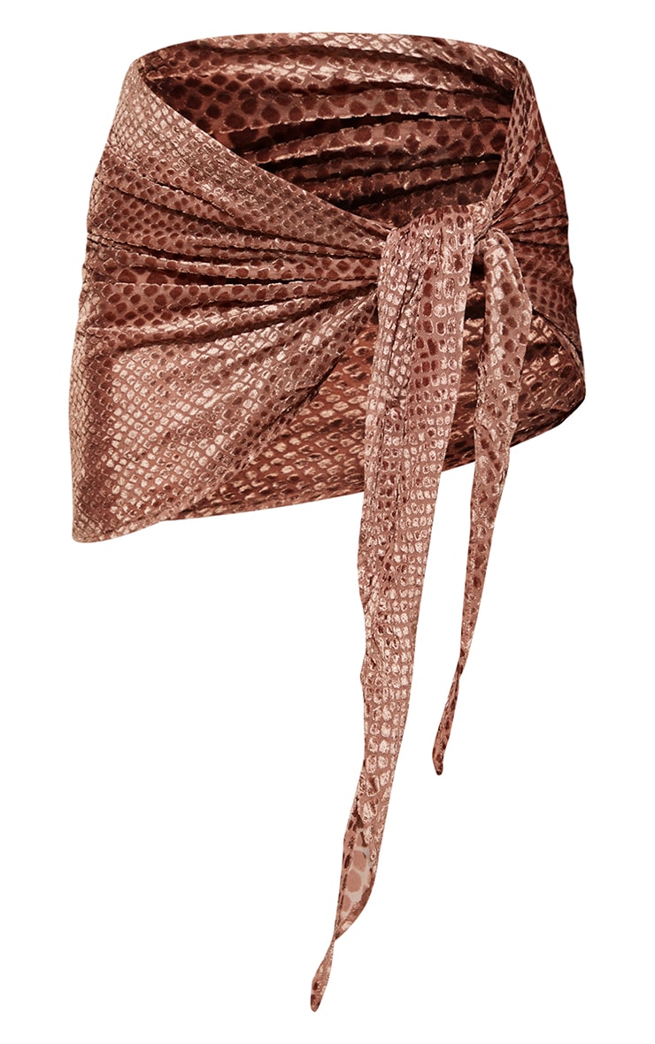 Sarong de plage en mesh dévoré marron image 6