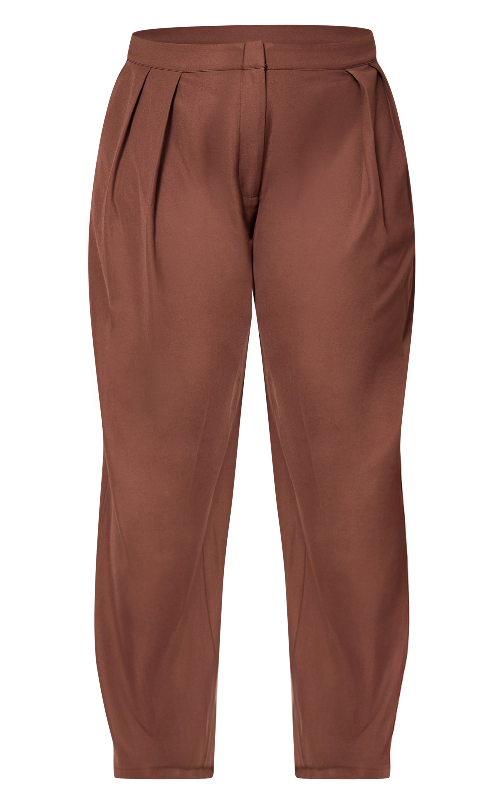 Plus Chocolate Tailored Woven Wide Leg Pin Tuck Pant image 5
