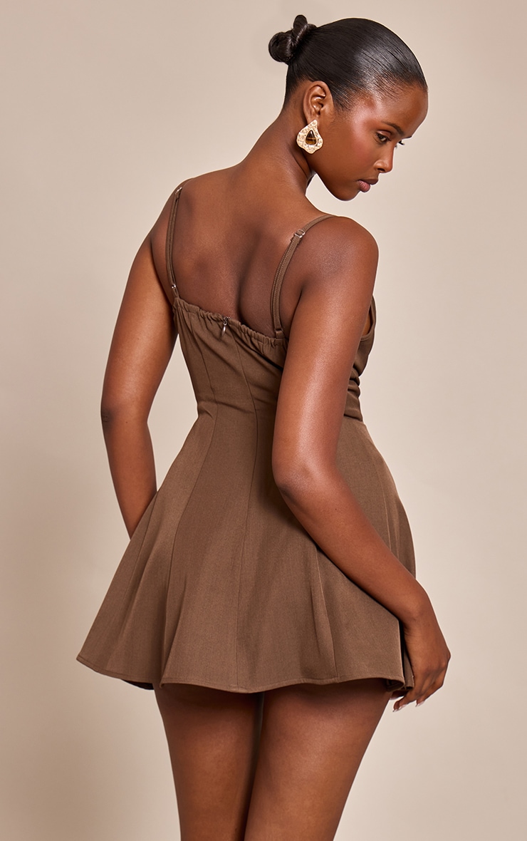 Chocolate Woven Pleated Shift Dress image 2