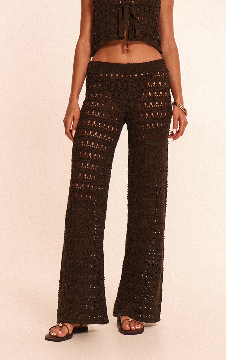 Chocolate Crochet Wide Leg Beach Pants image 1