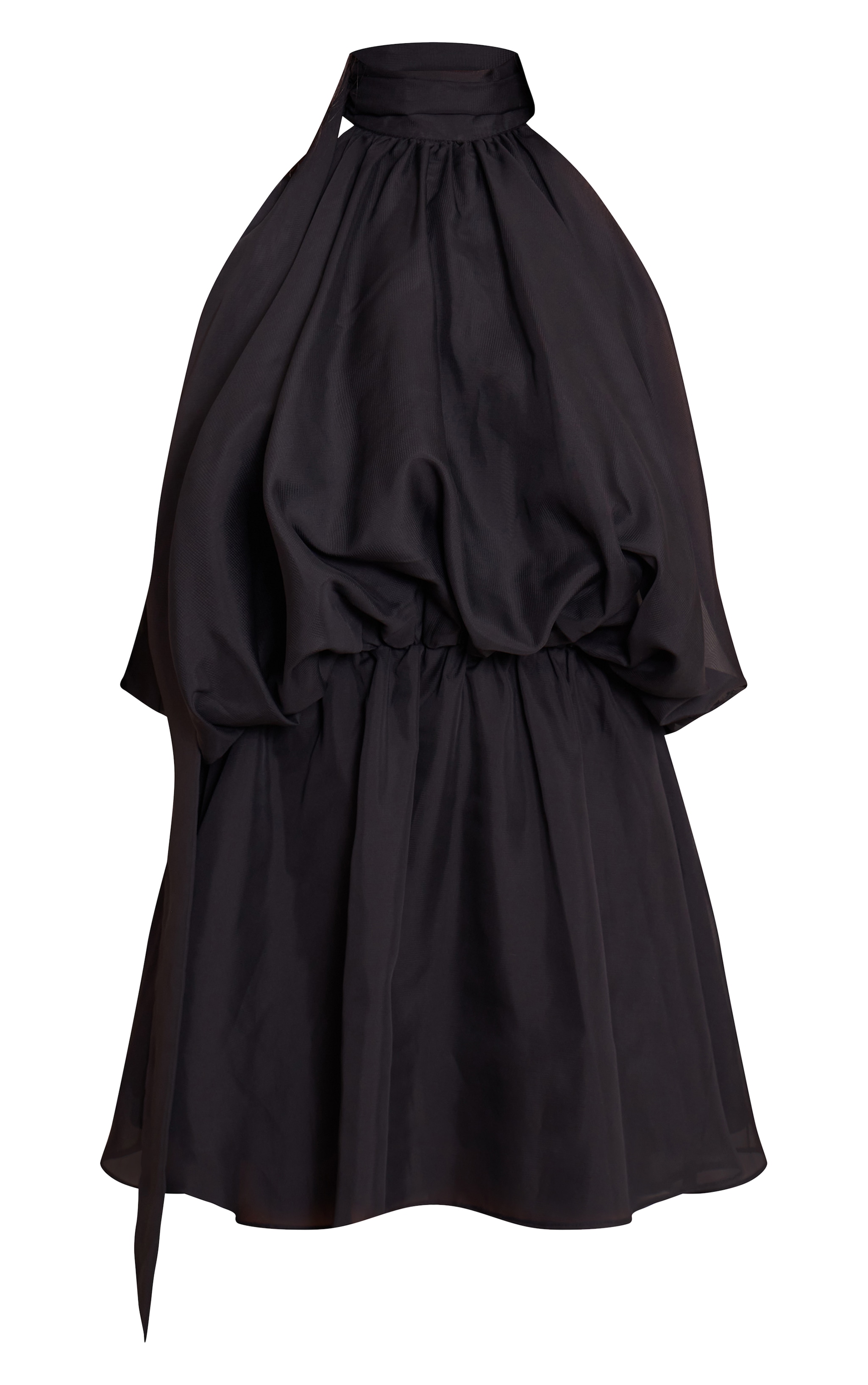 Petite Black High Neck Ruffle Scarf Dress image 5