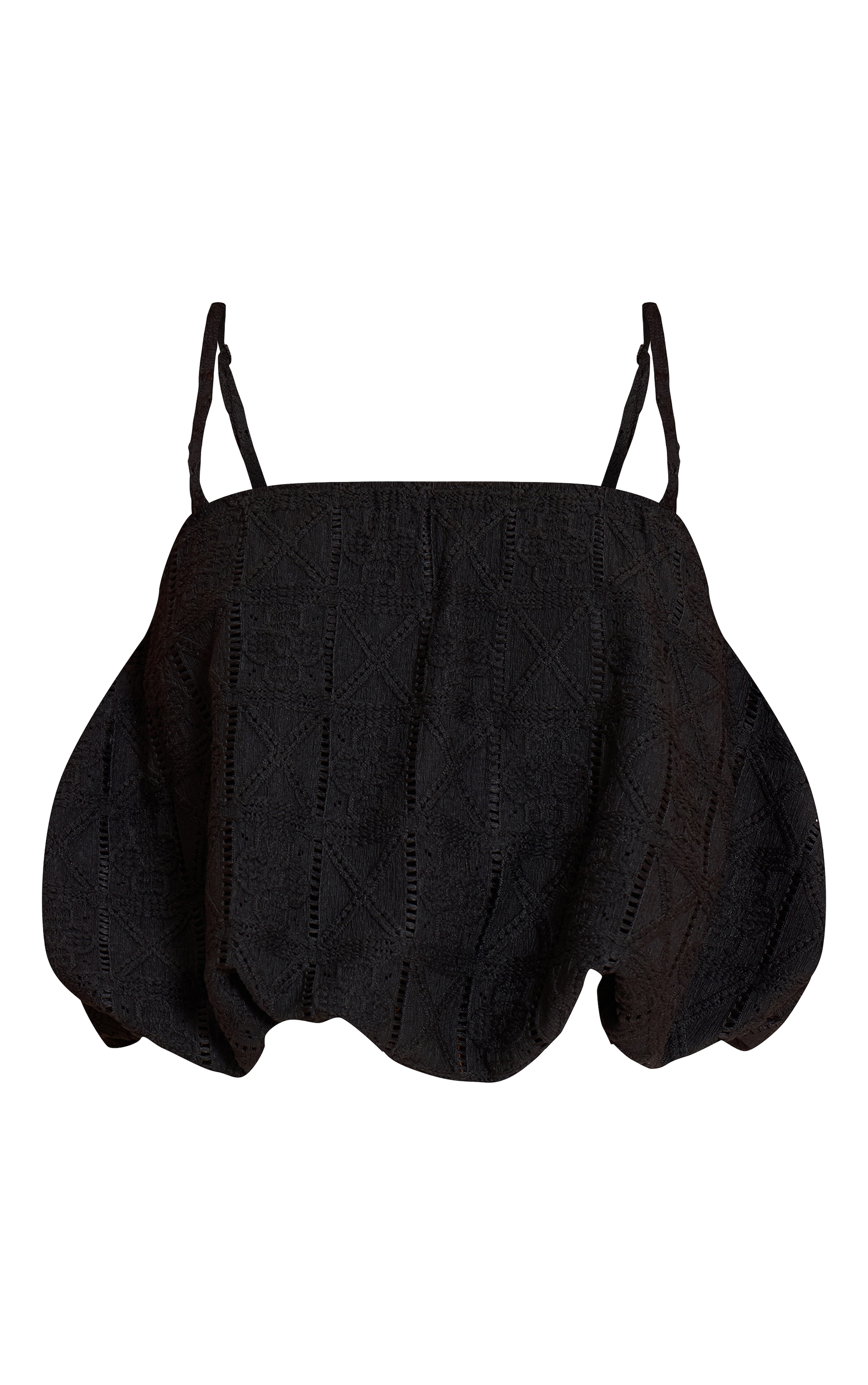 Bralette bouffante en maille style crochet texturée noire image 5