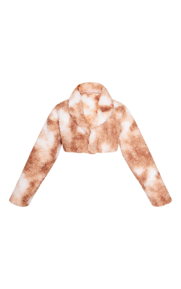 Brown Ombre Teddy Super Crop Overlay Jacket image 5