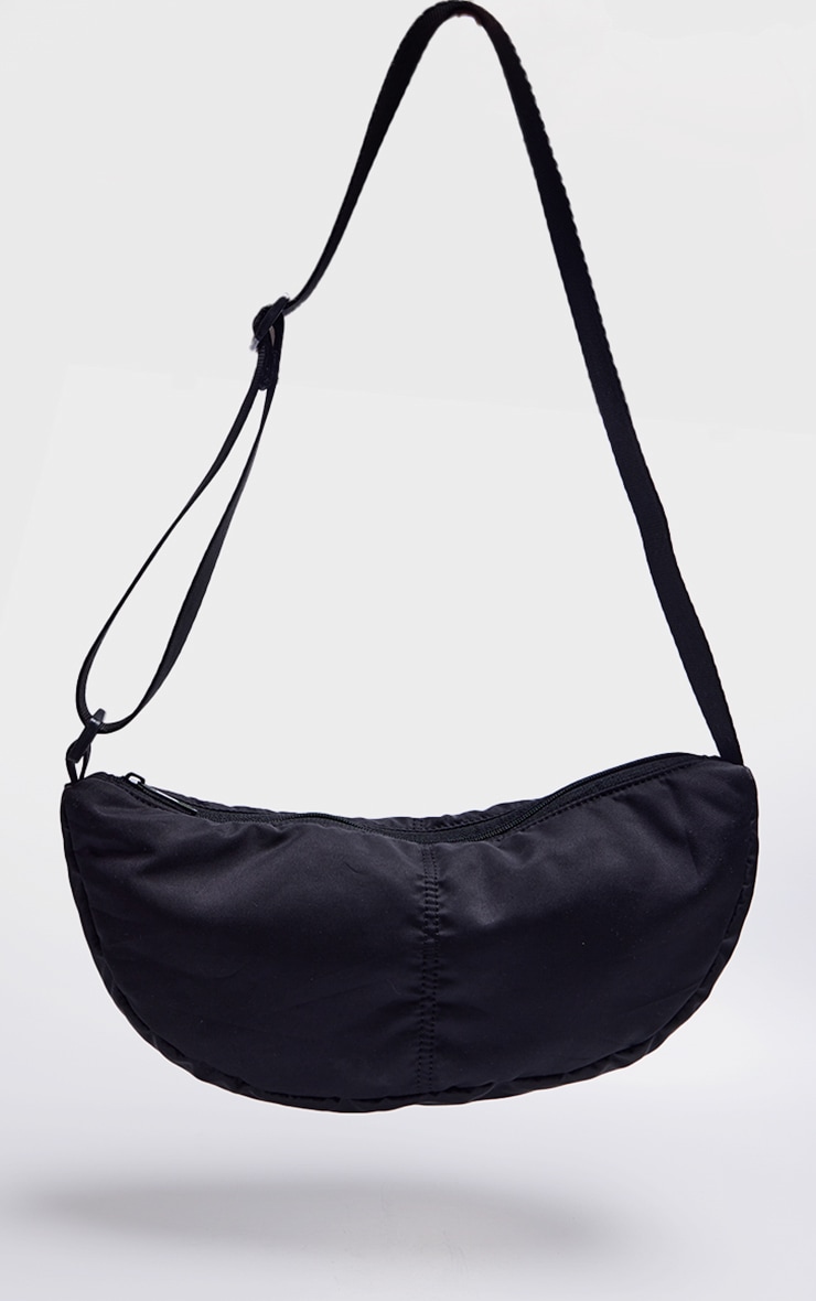Black Nylon Simple Cross Body Bag image 2