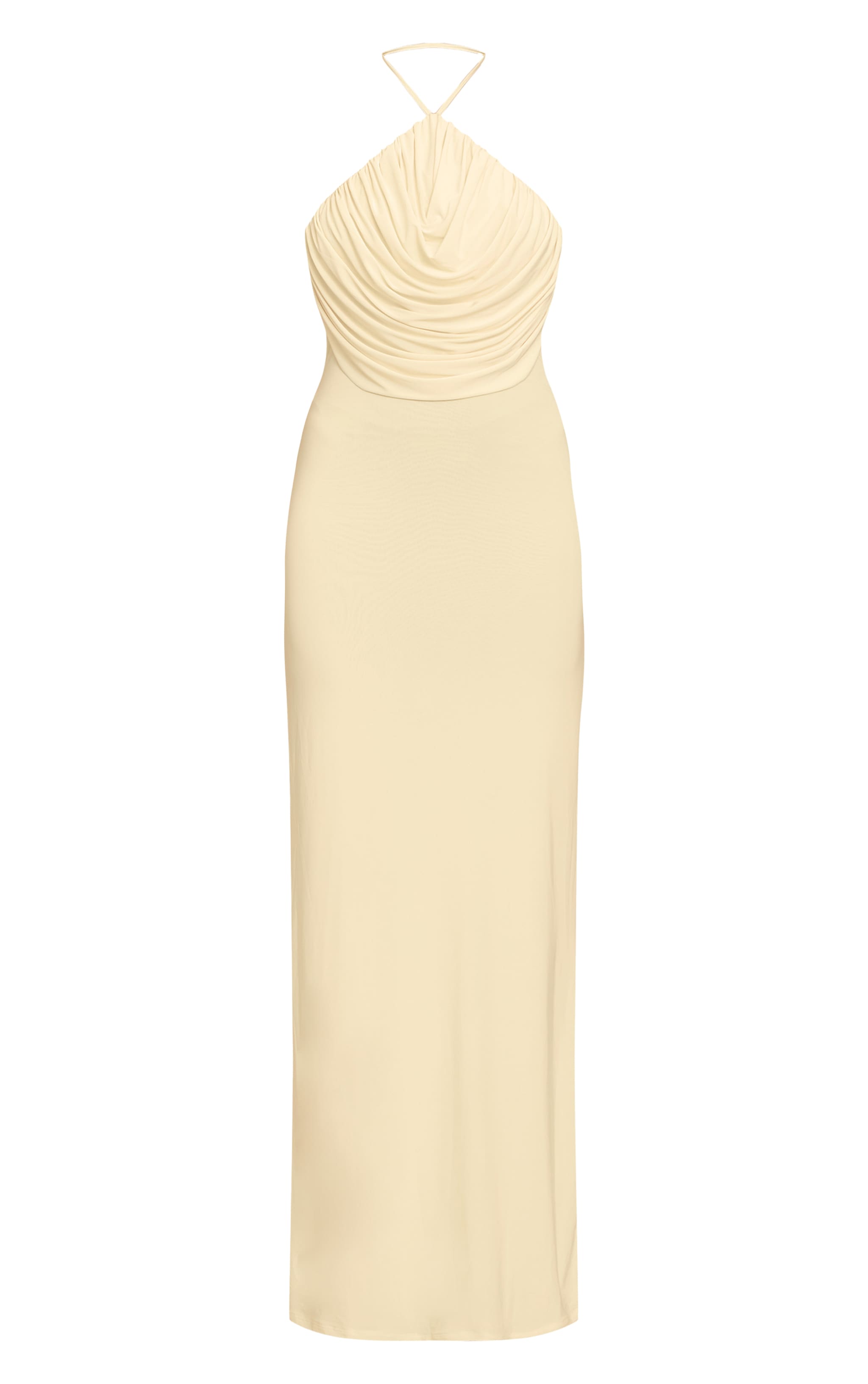 Robe longue moulante jaune citron à dos nu et détail drapé image 5