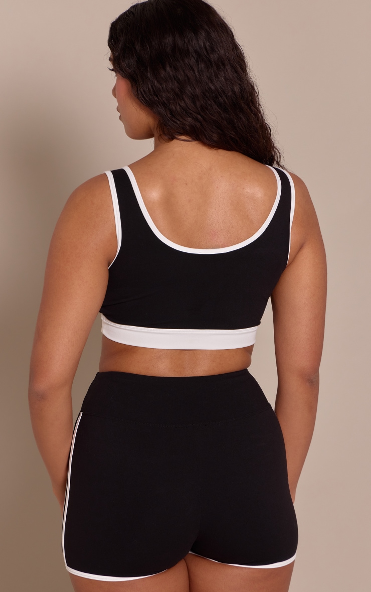 Shape Black Built In Bra Sculpt Contrast V-Neck Sports Bra image 2