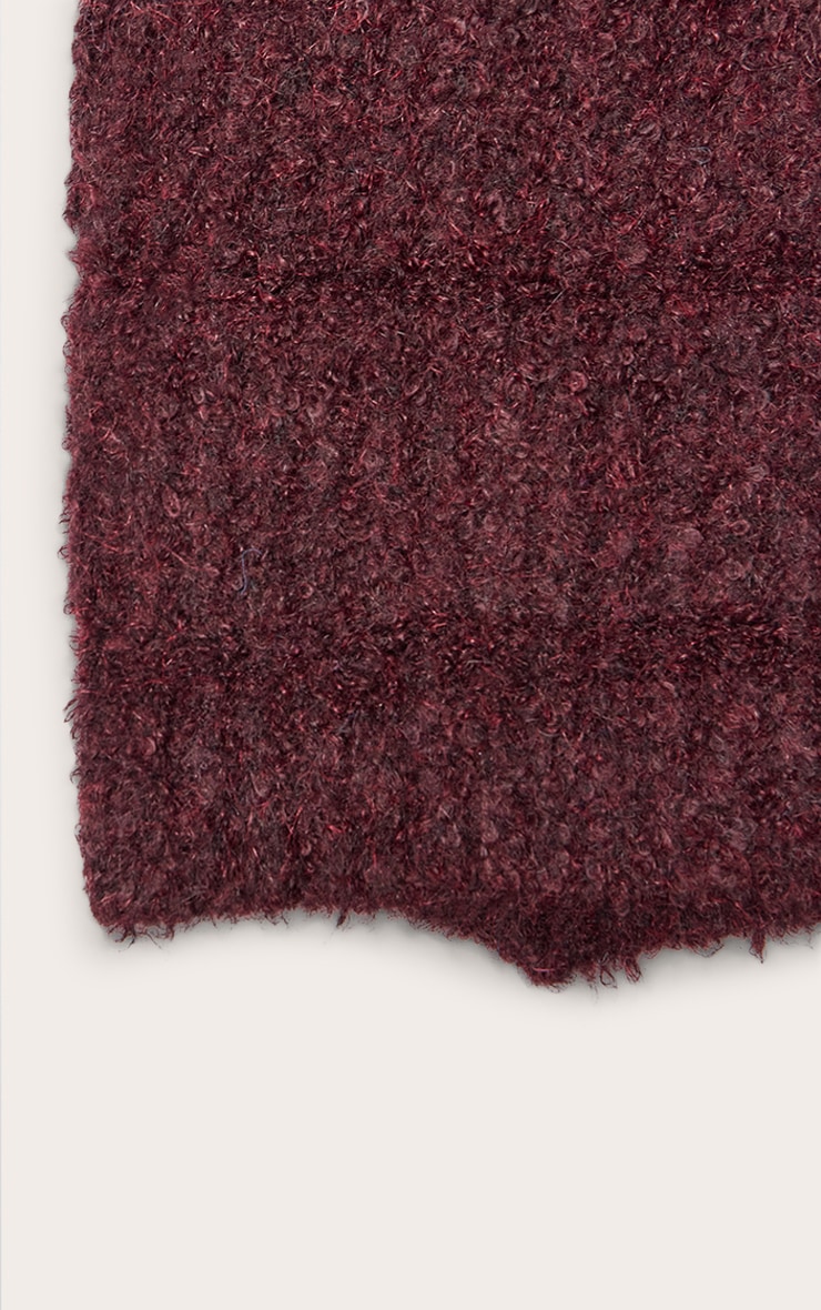 Bonnet en maille tricot boule bicolore bordeaux image 3