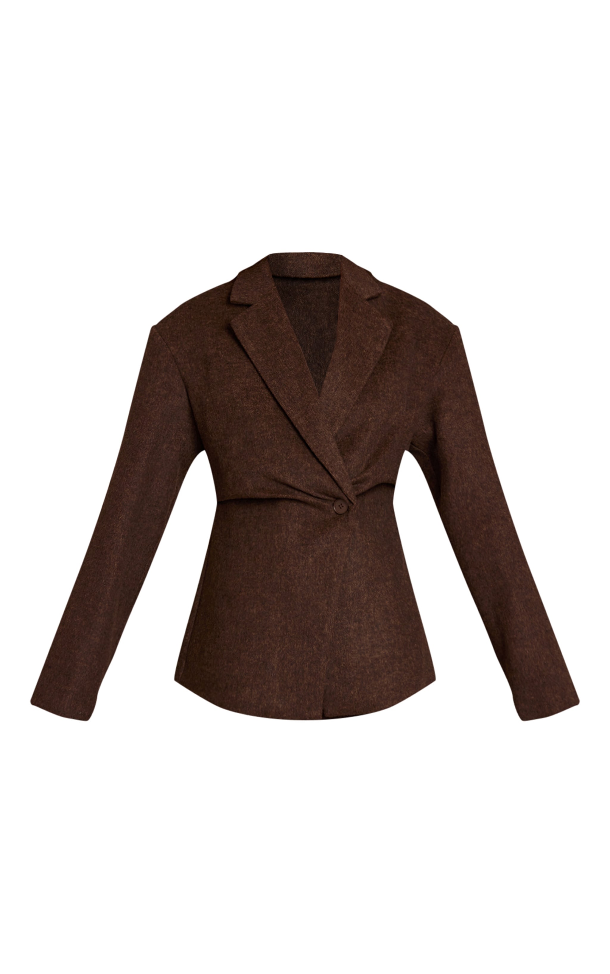 Dark Brown Brushed Pinstripe Cinched Waist Blazer image 5